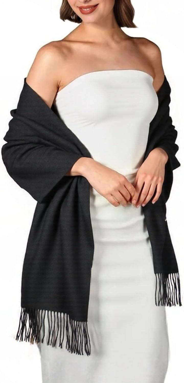 OHAYOMI Pashmina Shawl Wraps Cashmere Feel Soft Scarves Winter Warm Fashion Scarf Women Evening Dresses Wedding Bridesmaid - Image 2