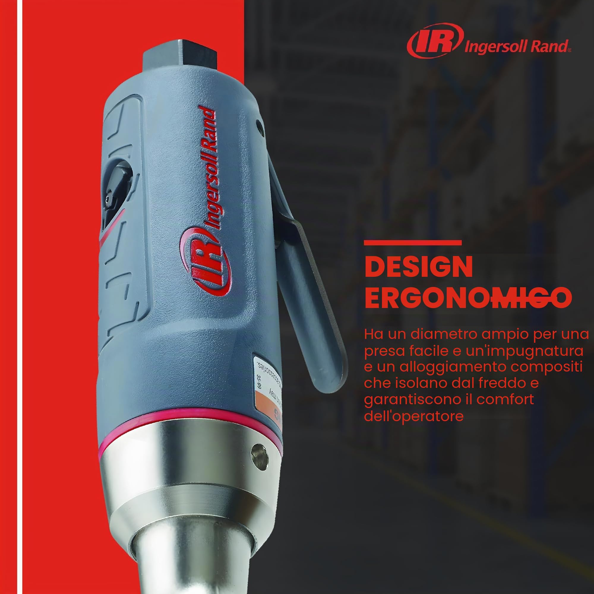 Ingersoll-Rand Mini Chiave a Cricchetto Pneumatica 1105MAX-D2, 1/4”, in Materiale Composito, 40,7 Nm di Coppia e 300 giri/min di Velocità Massima
