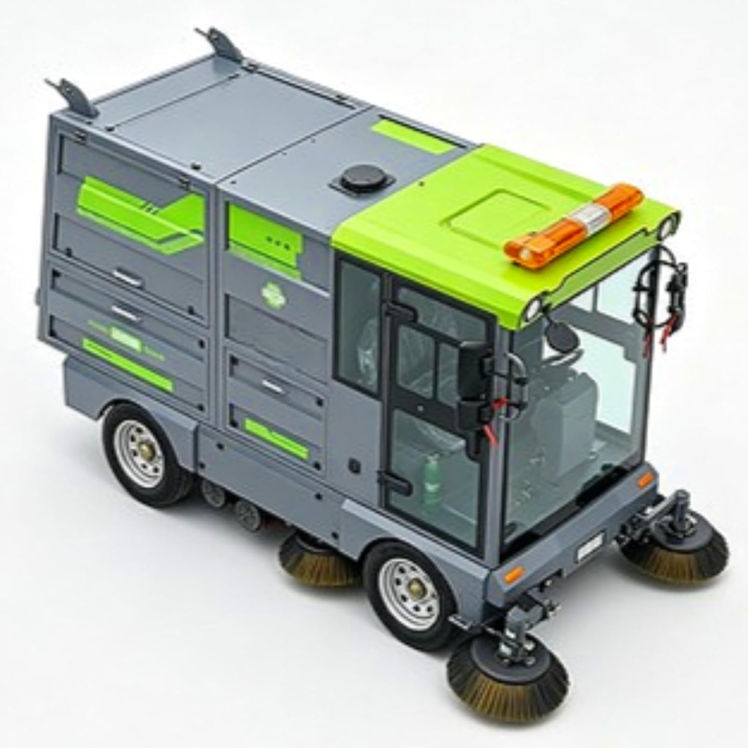 Pure Suction High-Discharge Ride-On Sweeper, Industrial Electric Road Sweeper Machine with 2450mm Cleaning Width & 800L Hopper, for Street Floor Cleaning & Commercial Use