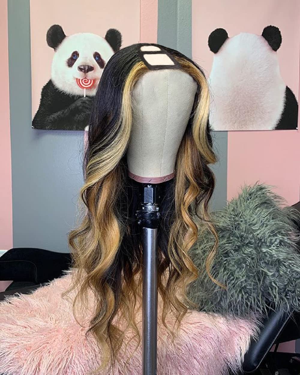Hair Ombre Piano Color Blonde Highlight U Part Wig Human Hair Body Wave U-part Wigs for Black Women Brazilian Virgin Hair Glueless Full Head Half Wig Balayage With Honey Brown 150% Density (24inch,1BT4/27)