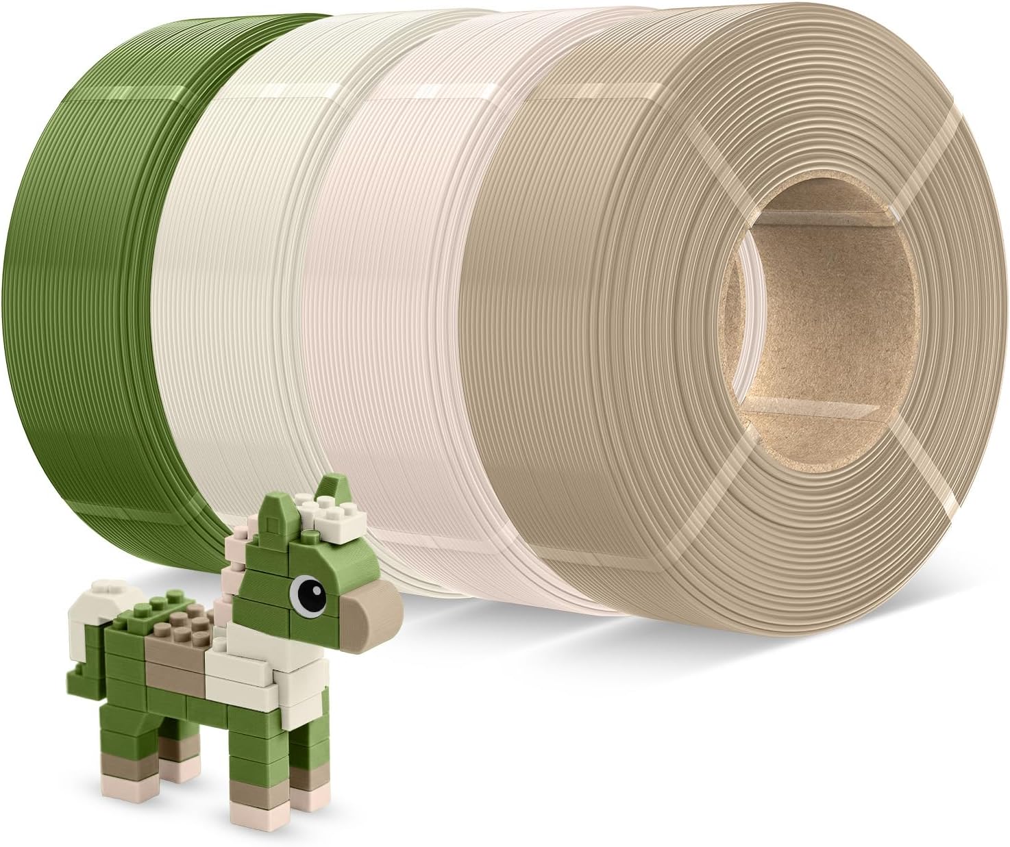 JAYO 4-Pack PETG Refill Bundle 1.75mm, Olive Green/Cream/Light Beige/Wood