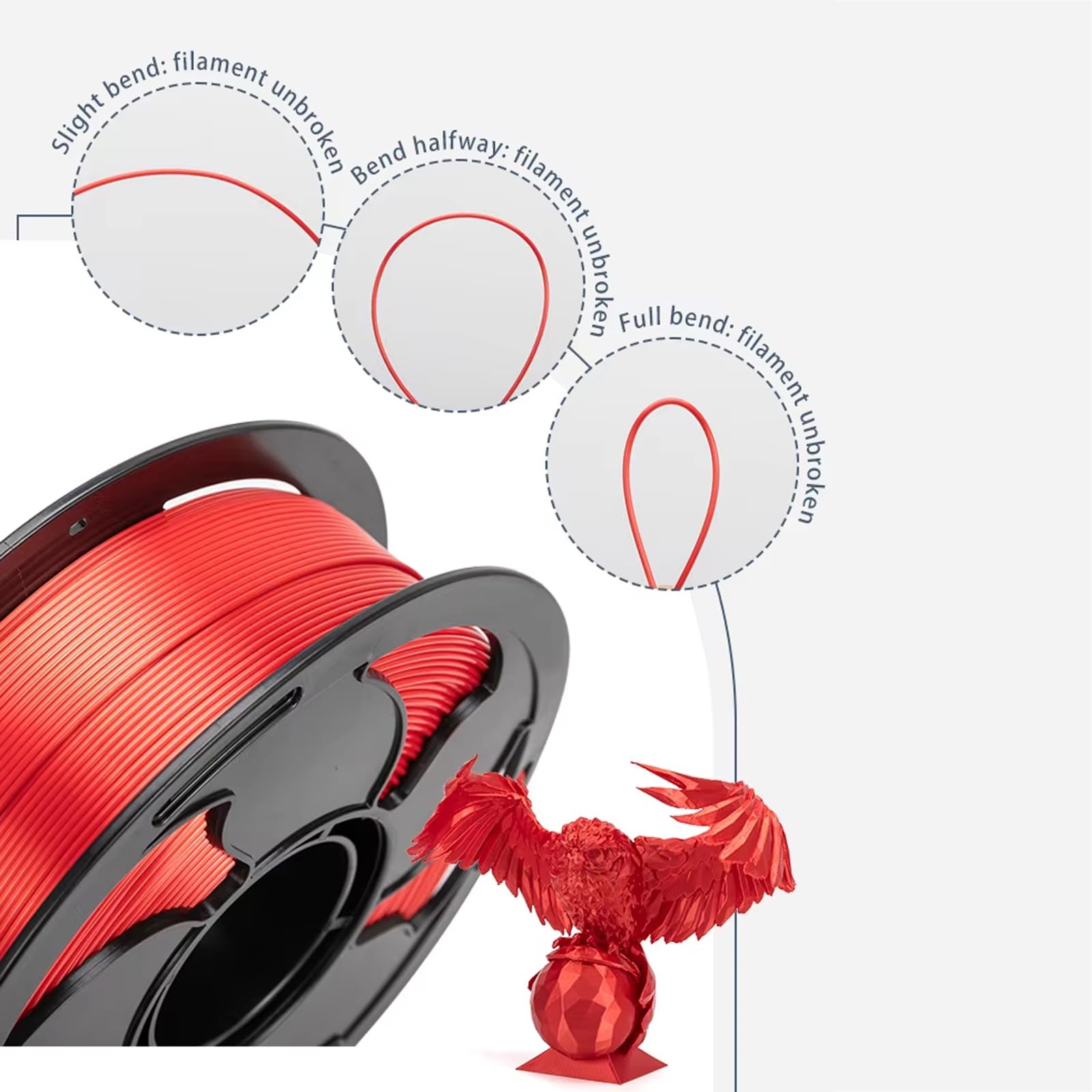 Filament jedwabny, jedwabny materiał do druku 3D, 1 kg (2,2 funta) błyszcząca szpula, bez zapychania, żywe kolory i metaliczna tekstura, do drukowania żywych i ekskluzywnych obiektów