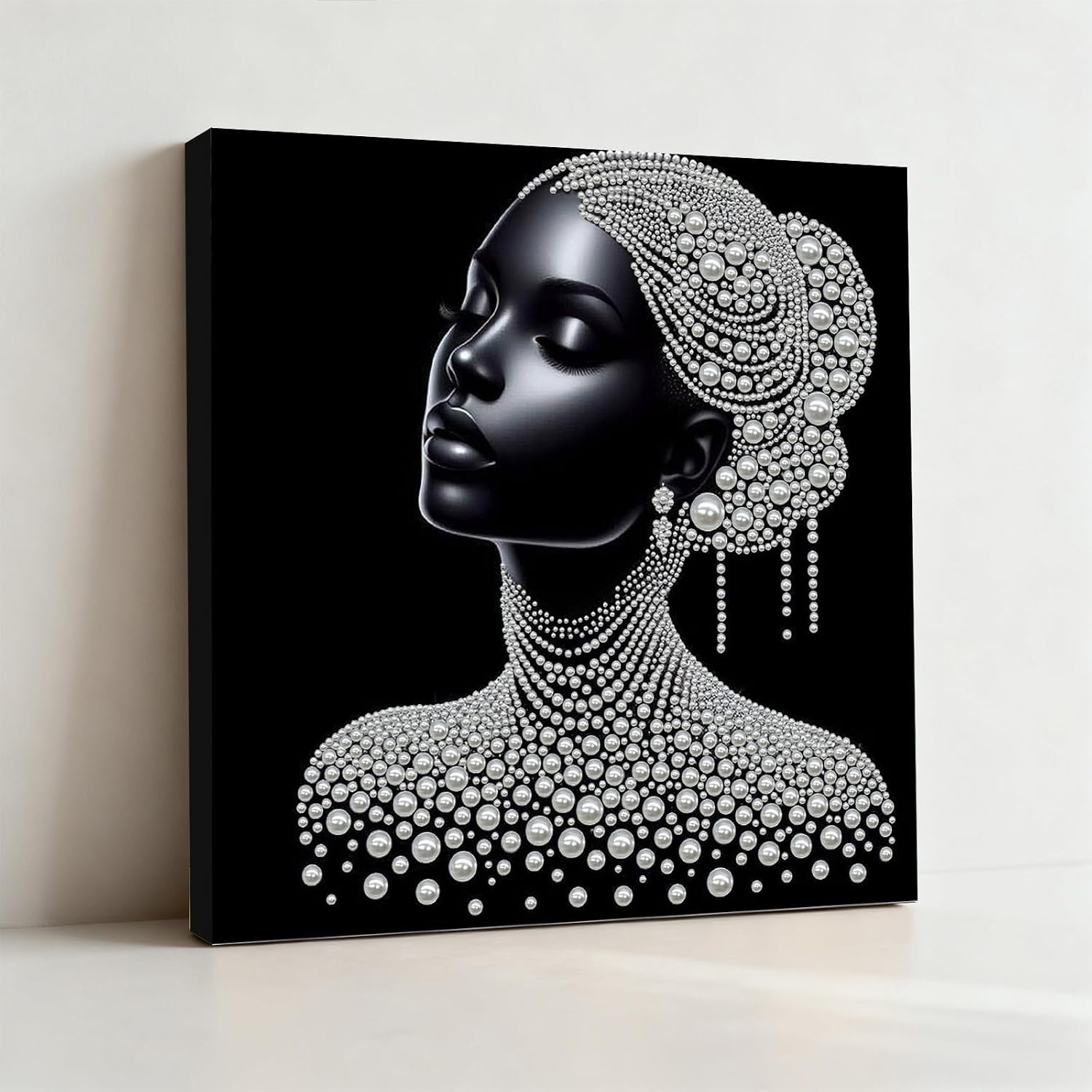 Pearl Gem Diamond Art Painting Kits,Elegant Lady Pattern Diamond Dots Pearl Gem Paintings Picture Arts Craft 30x30cm with Frame for Adults Gift Home Decor