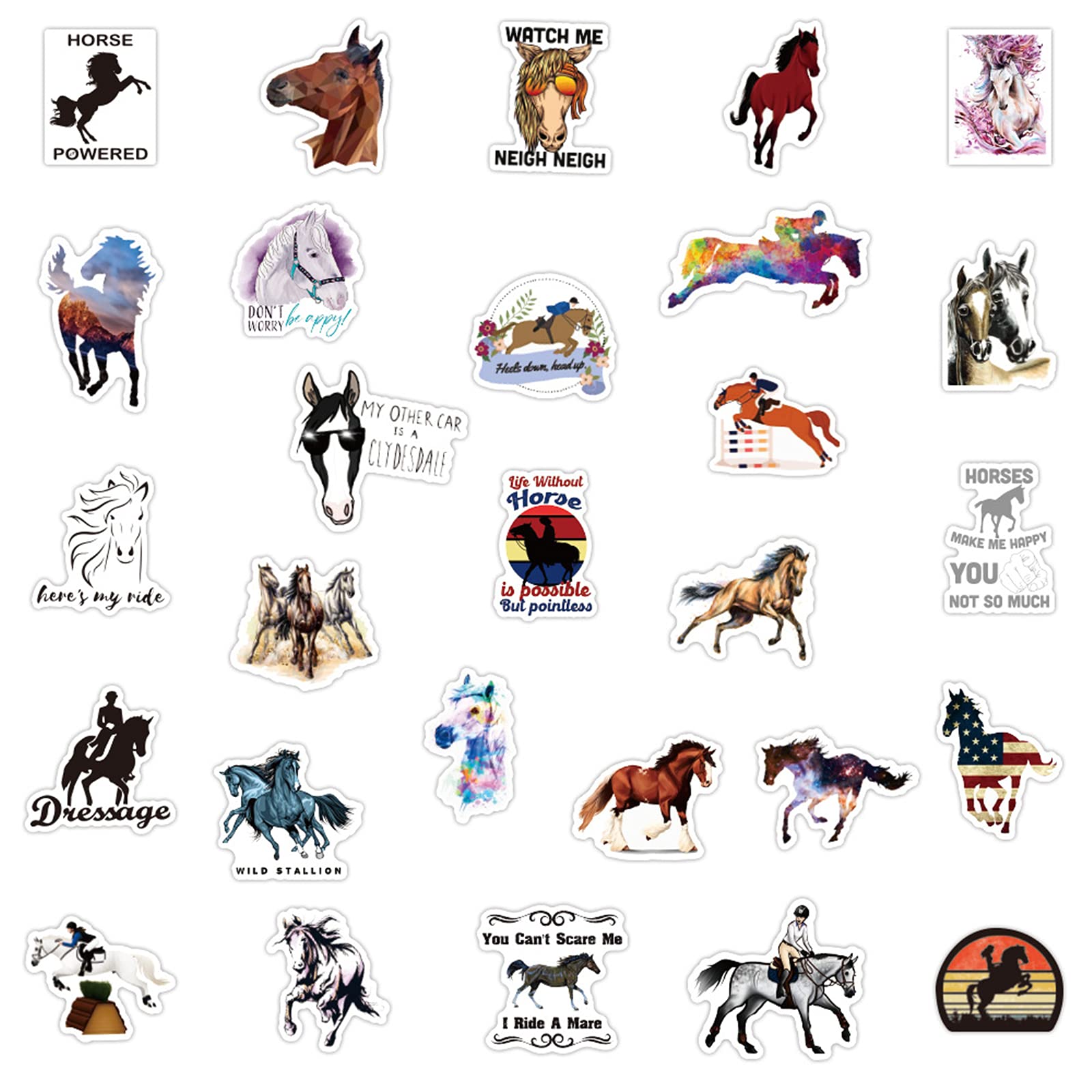 Snapklik.com : Horseback Riding Stickers 50pcs Equestrian Stickers ...