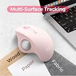Seenda Souris sans fil de trackball, la souris ergonomique Bluetooth de Rollerball rechargeable, 3 Raccordement de l'appareil Mice optique réglable DPI Bouclier de contrôle de la pouce compatible pour PC/Laptop/Windows/Mac - Rose rose