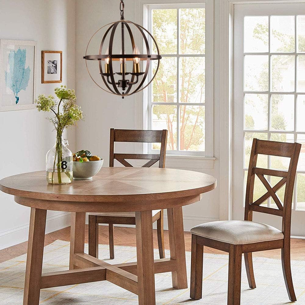 Black Friday - 60% OFF MO&OK Industrial Globe Chandeliers Bronze Metal Chandelier Lighting with 3 Light 🔥 MO&OK Industrial Globe Chandeliers Bronze Metal Chandelier Lighting with 3 Light