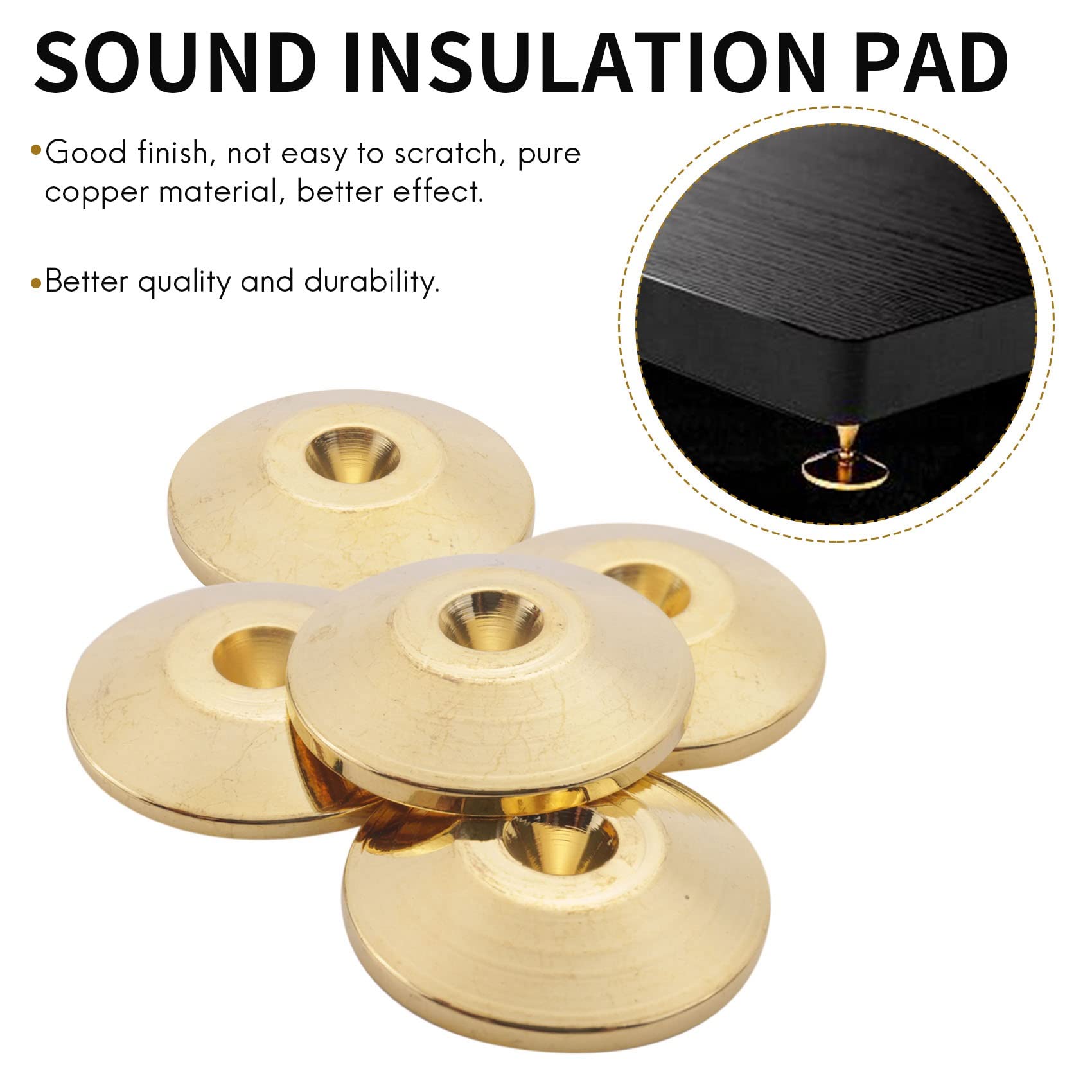 8 Pcs Universal Copper Speaker Pads Speaker Shock Pad Isolation Stand Feet Cone Mats Floor 25 x 4mm