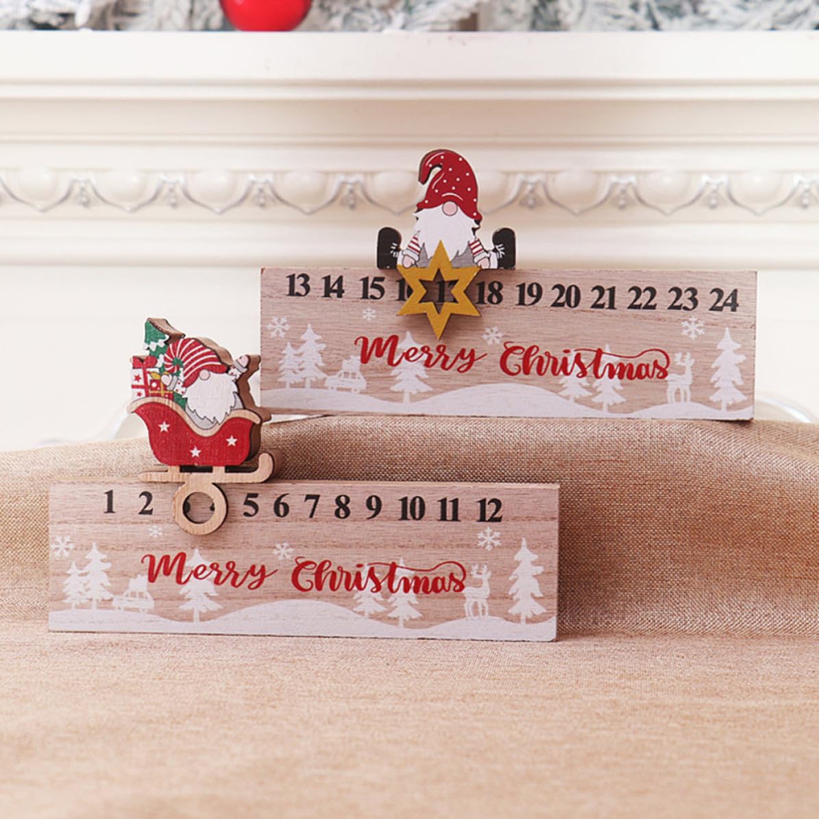 BESPORTBLE 5 Pezzi Calendario Avvento in Legno Decorativo Natalizio da