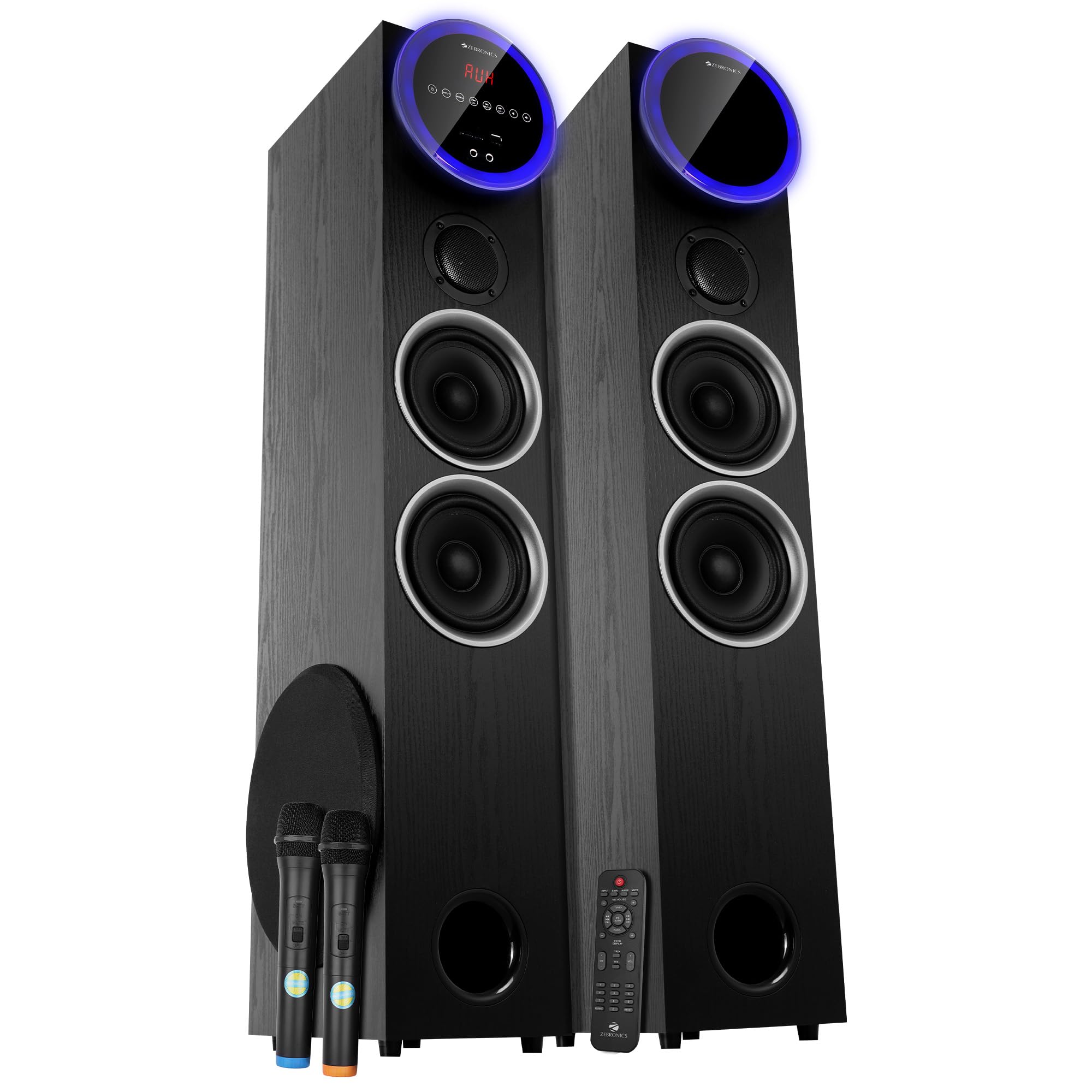 ZEBRONICS BTM9800RUCF 2.0 Tower Speaker, 200 Watts, HDMI ARC, Coaxial in, Supports Bluetooth, AUX, USB, SD, Karaoke, Dual UHF Wireless Mic, Bass & Treble Control, Powerful Bass-image-35