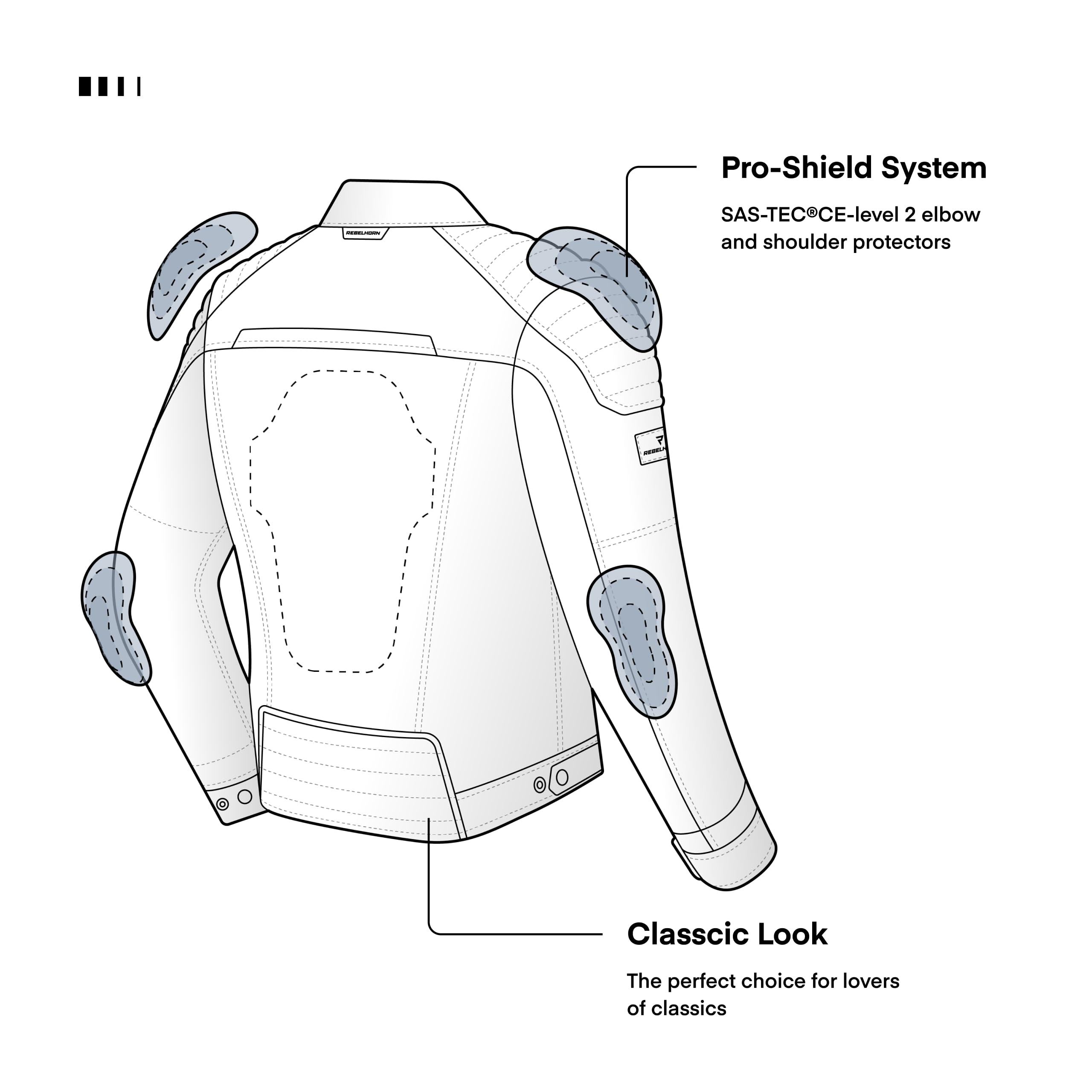 REBELHORN Hunter Chaqueta de Moto Hombre | Textil | Protectores de Codos y Hombros Nivel 2 | Forro Térmico Desmontable con Membrana Integrada Impermeable y Transpirable | Tallas hasta 10XL