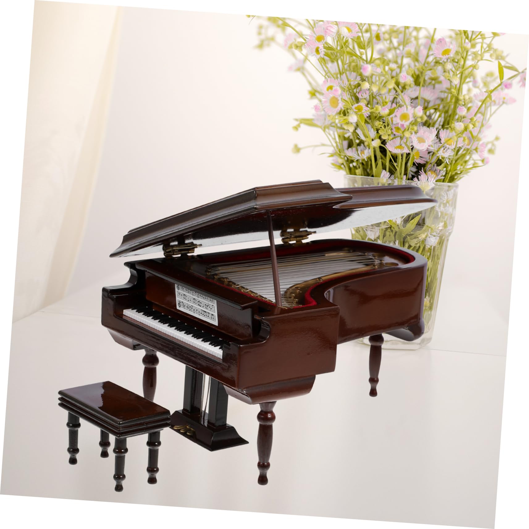 Vaguelly Caja Musical Portátil con Forma de Piano de Escritorio en Madera y Metal, Adorno Práctico y Elegante para Regalo de Cumpleaños
