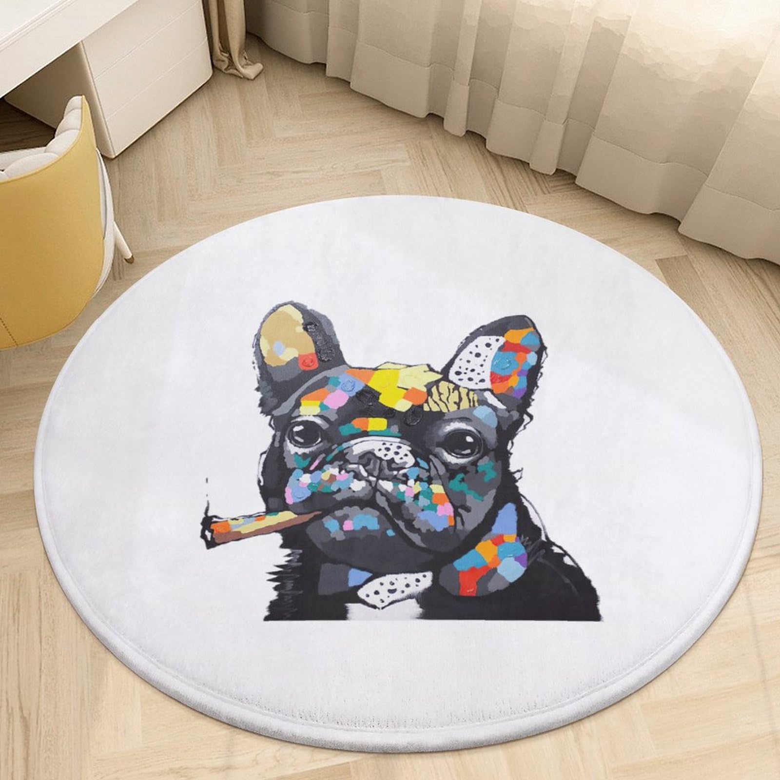 Amazon｜フレンチブルドッグ 油彩 油絵 犬柄 カーペット 玄関マット