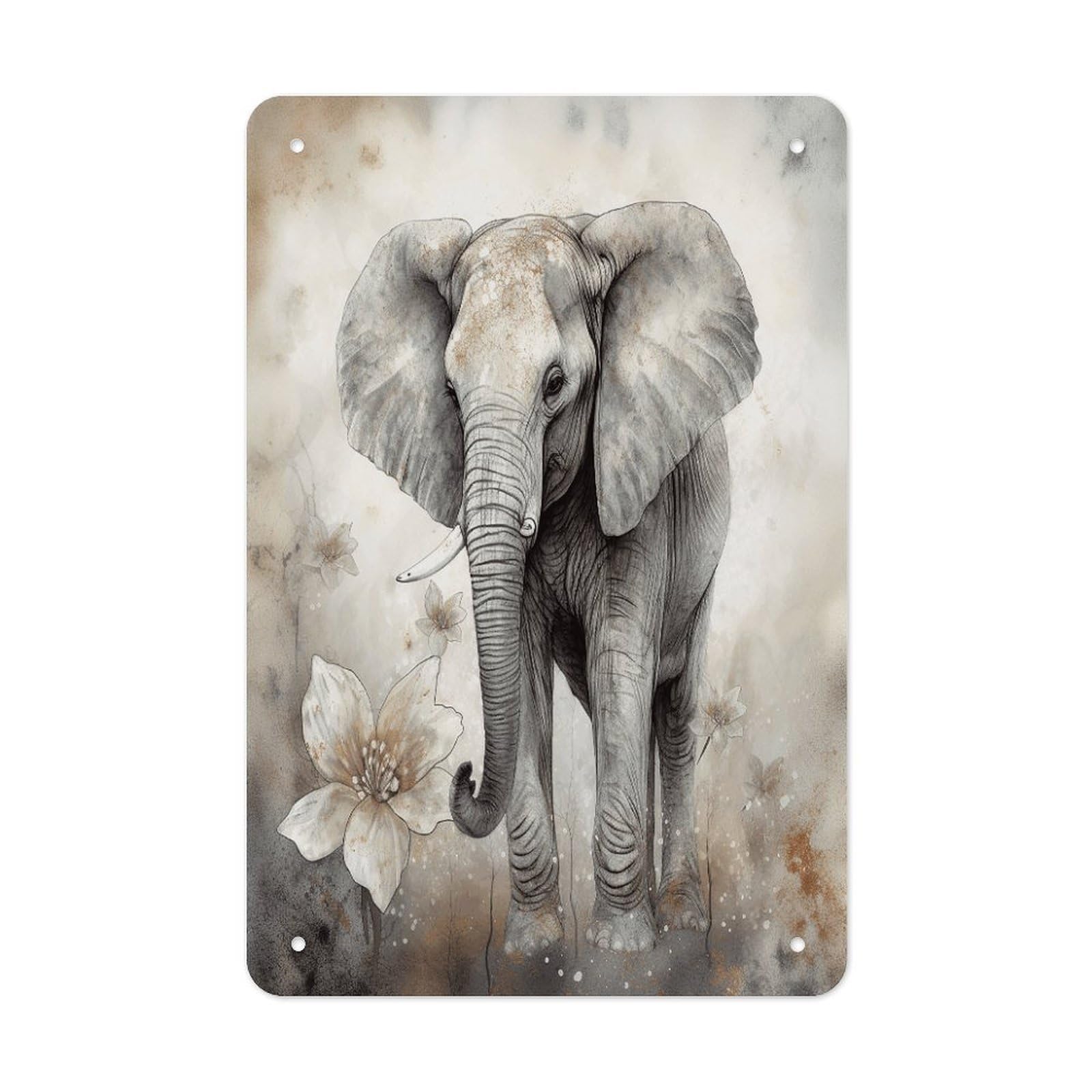 Animals Cute Elephant Metal Tin Sign Funny Vintage Metal Signs Metal Art Poster Man Cave Decor Retro Tin Sign for Home Office Kitchen Bar Cafe Garden Wall Decor 11.8 X 7.9 Inch