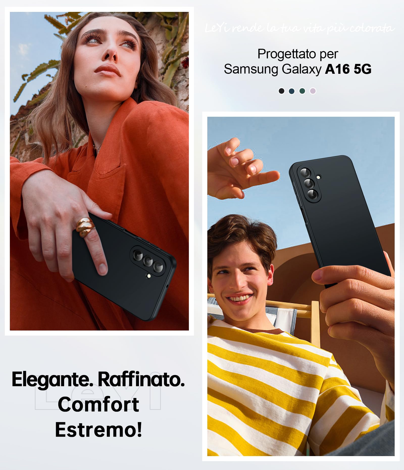 LeYi Cover per Samsung A26 5G con 2 Pezzi Vetro Temperato, Custodia Morbida Silicone Liquida TPU Protettivo Ultra Slim Antiurto, Case con Protezione Fotocamera per Samsung Galaxy A 26