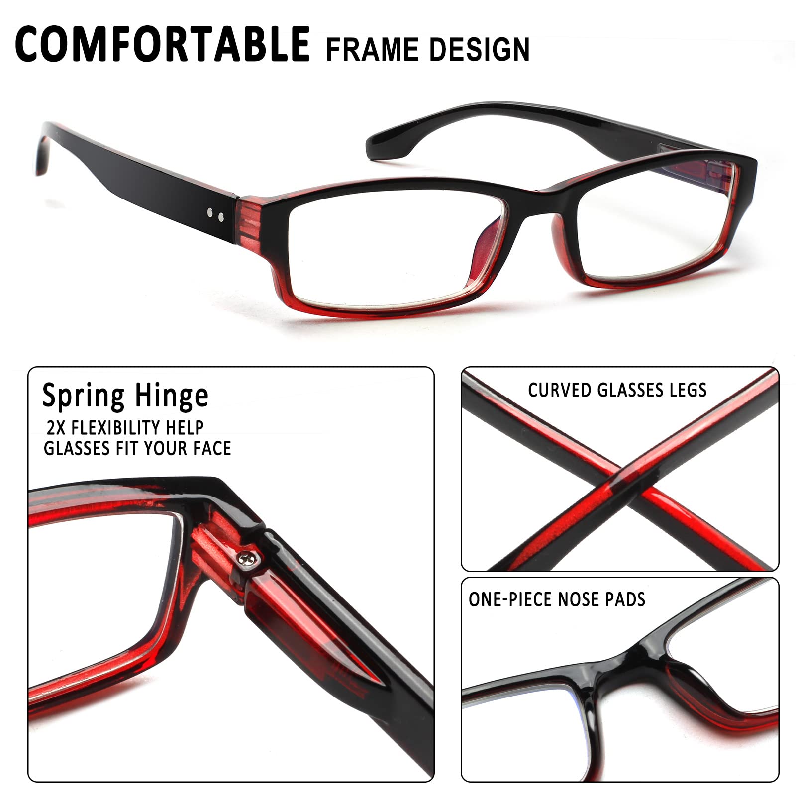 NORPERWIS Paquete de 6 lentes de lectura para mujeres y hombres con bisagras de resorte cómodas para hombres y mujeres lectores