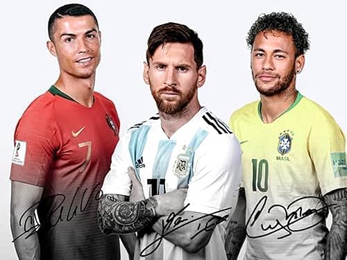 Lionel Messi Cristiano Ronaldo Neymar Jr, póster de 12 x 16 pulgadas, por Dark Star One