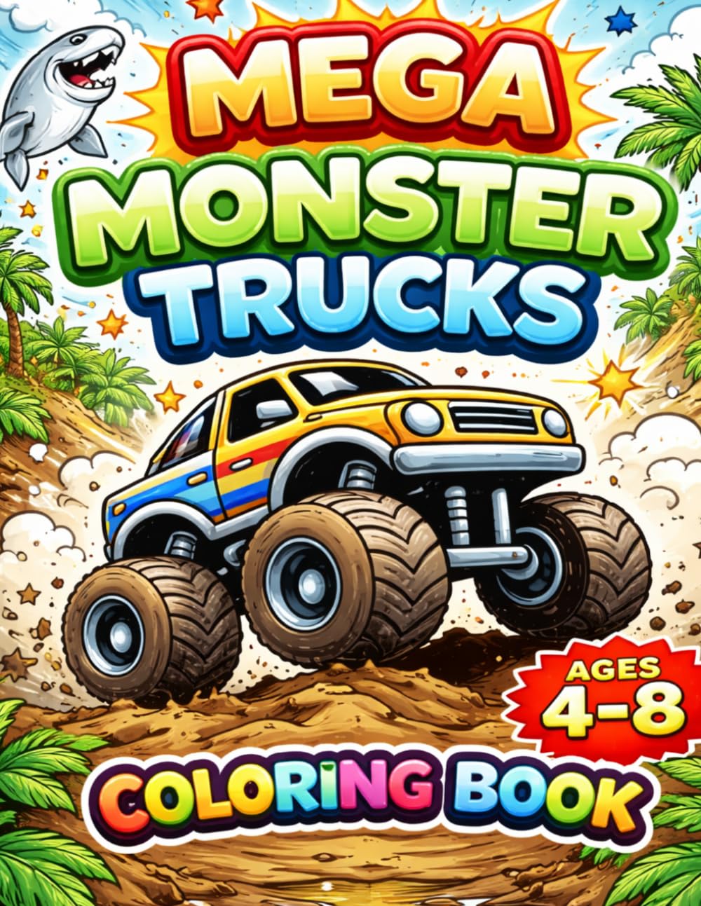 Mega Monster Trucks Coloring Book: Coloring Pages for Kids Ages 4-8 (Young Artists Series)