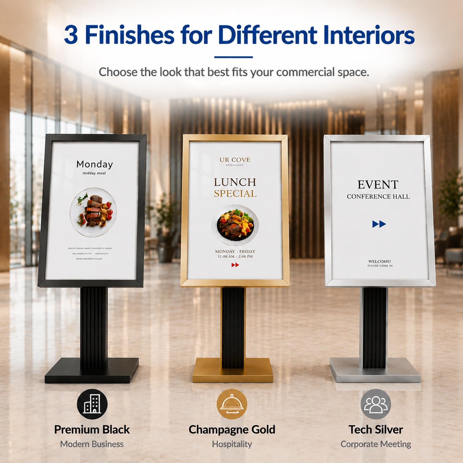 Soporte para Carteles de 50 x 70 cm, Resistente, Ajustable Vertical y Horizontalmente, para Centros Comerciales, Escuelas, Restaurantes, Tiendas y Oficinas Gold-24 * 32in