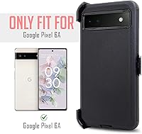 Vista 9 de Funda de doble capa a prueba de golpes de cuerpo completo con clip giratorio para cinturón y protector de pantalla integrado para Google Pixel 6A 5G