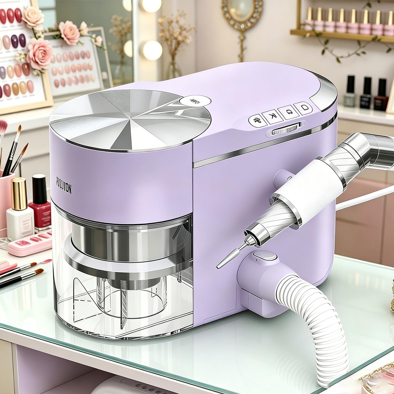 Sunseota Nail Dust Collector with Electric Nail Drill, with 30000rpm Suck While Grinding Adjustable Speed,Nail Vacuum Cleaner & Nail Drill Machine Kit,for Nail Salon Purple