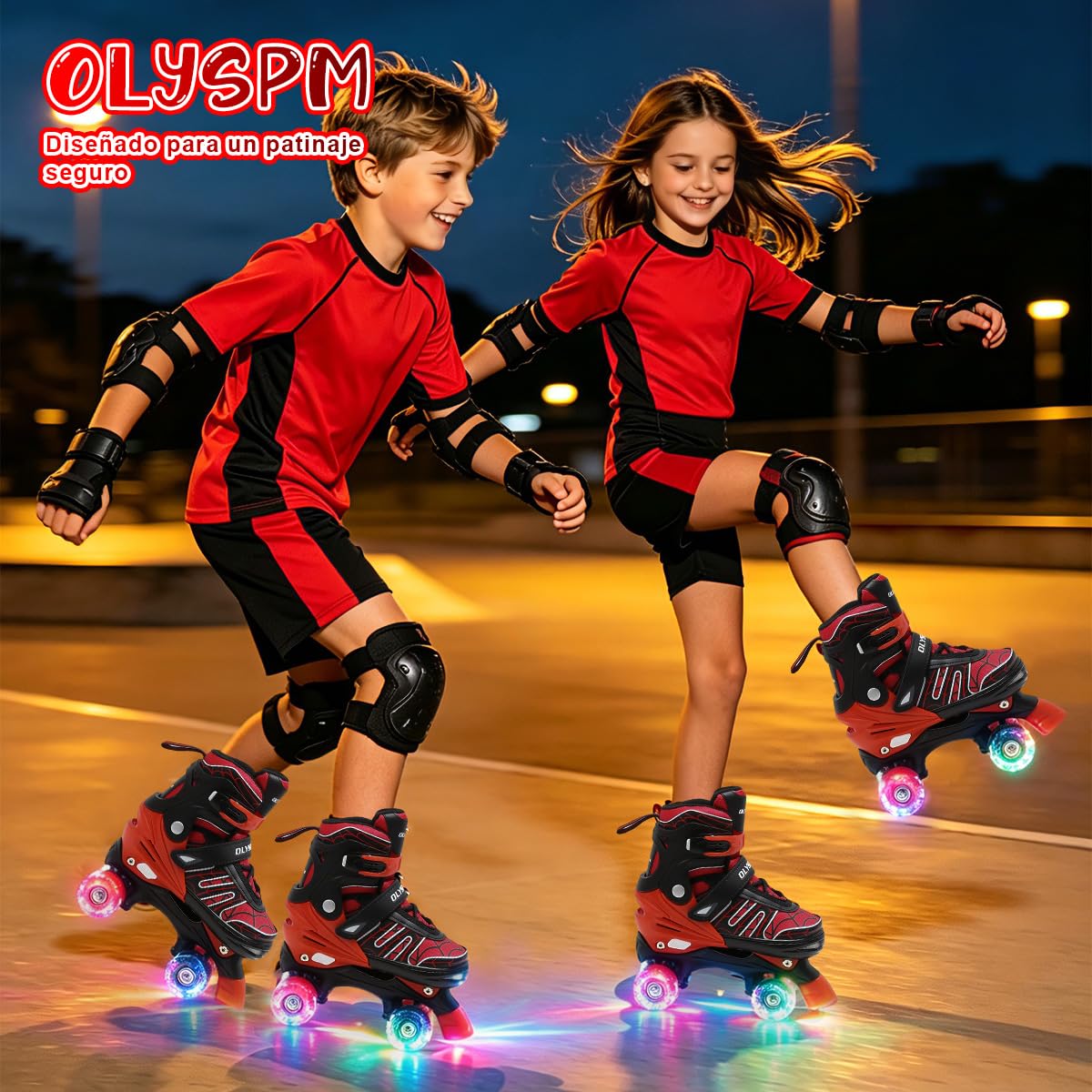 Patines 4 Ruedas Niña,Patines Niña,Patins Regulables en 4 Tamaños con 8 Ruedas Intermitentes para Niños,Niñas y Principiantes