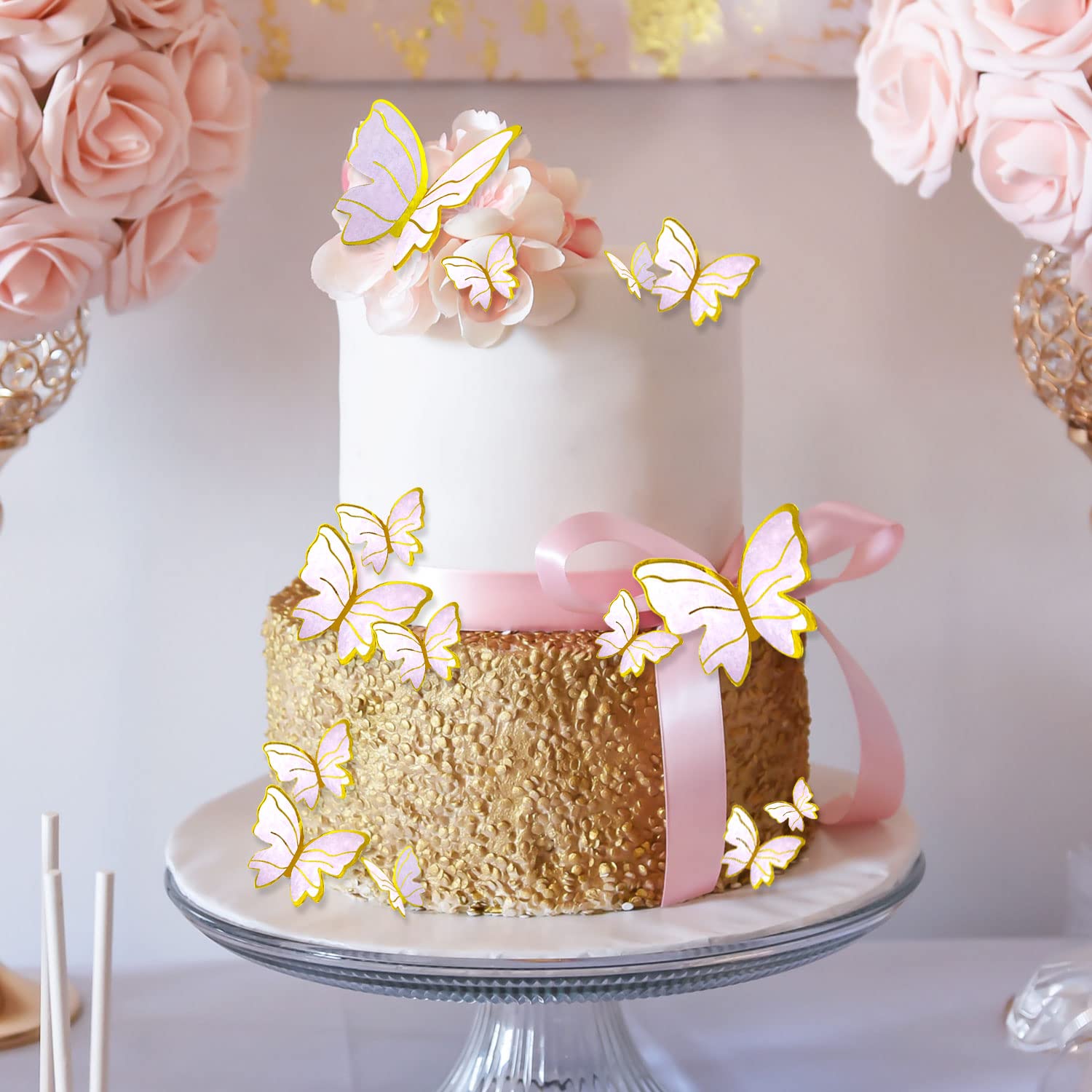 30 Schmetterlings-Kuchenaufsätze Lila – 4 Größen, Mit Eisenstangen & Kleber, Für Torten & Cupcakes