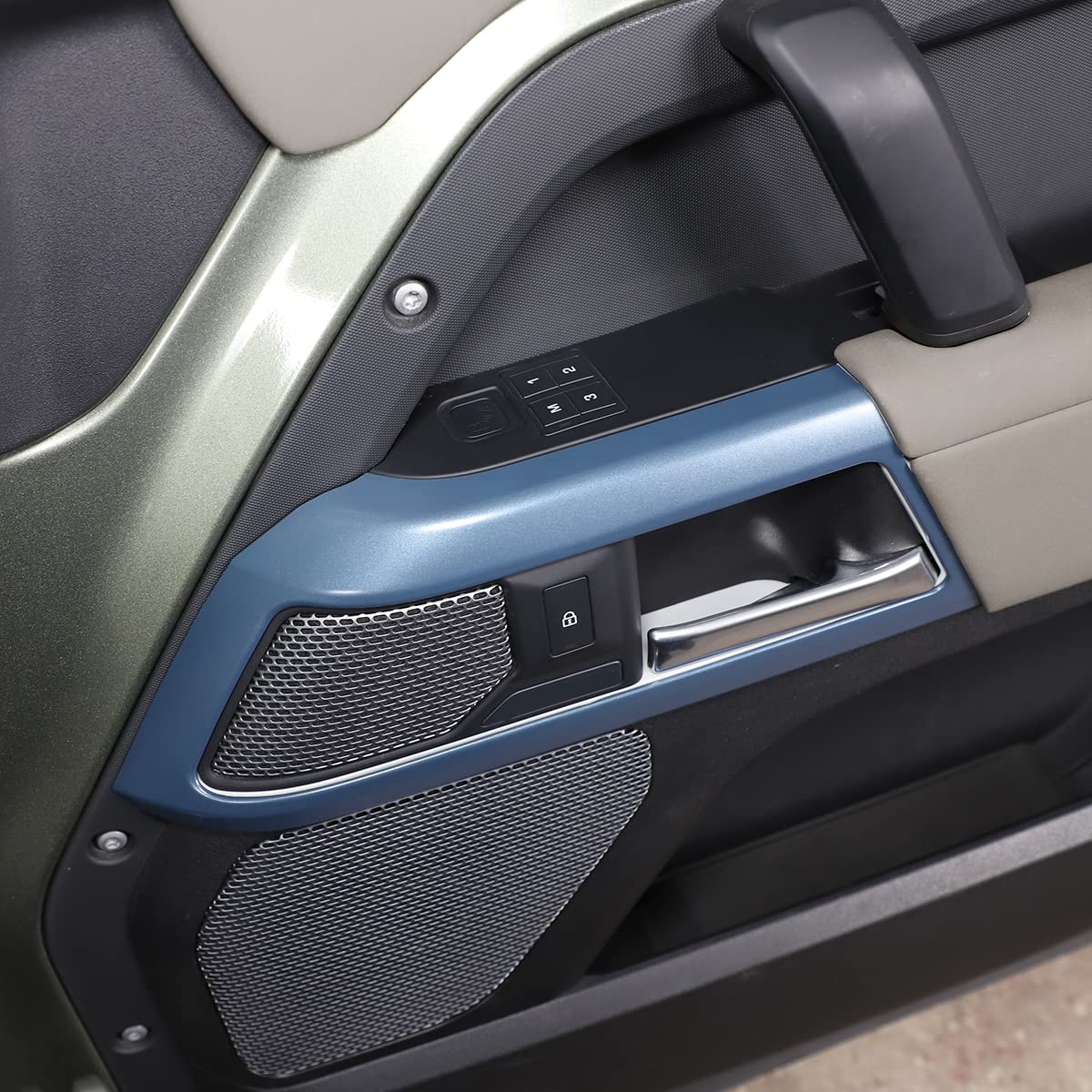 Plastikowa osłona klamki wewnętrznej drzwi samochodu z tworzywa sztucznego ABS do Land Rover Defender 90 110 2020-2022, akcesoria wewnętrzne (niebieskie, 4 szt.)