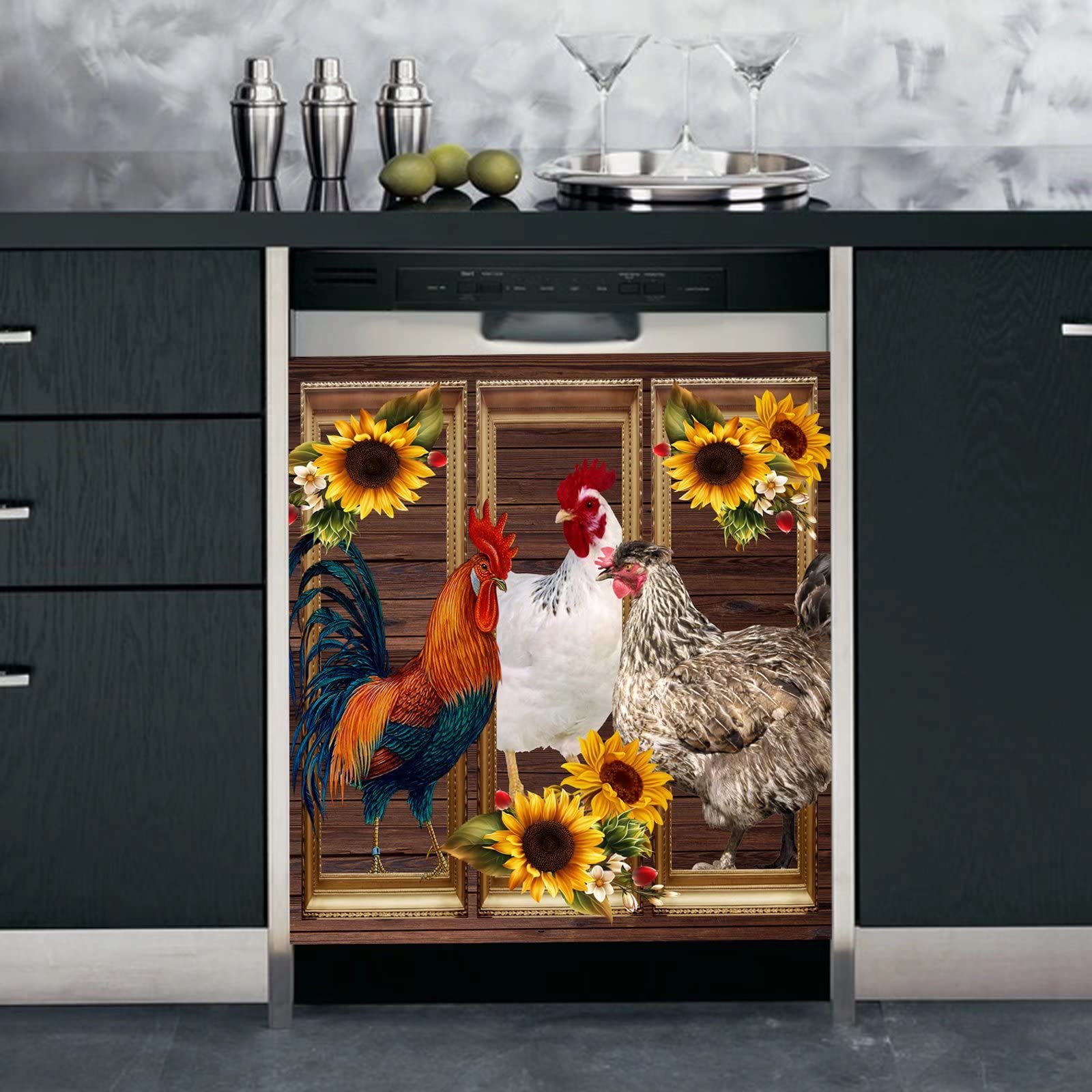 Cartel De Metal Vintage De Gallinas Y Gallo - Decoración Rústica Para Pared, 20x30 Cm, Ideal Para Cocina O Bar