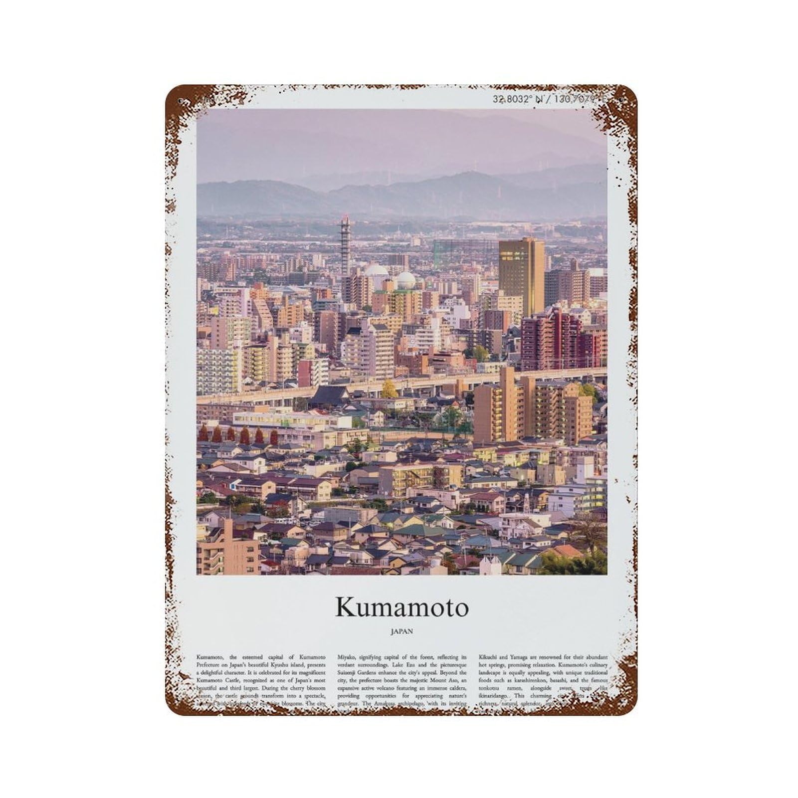 xiaoxiaoshen Kumamoto Japan City Scenery Wall Decor Art Metal Tin Poster Modern Home Decor Art Home Bar Shop Decorations Vintage Sign 40x30cm