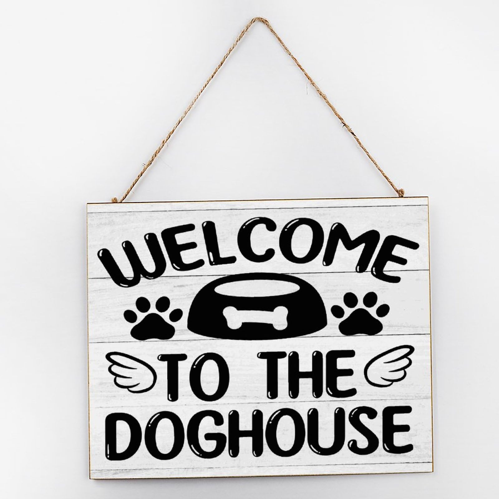Welcome to The Doghouse Farmhouse Wall Décor Wood Home Sign 10x12 Inch Decorative Wall Art Wood Plaque with Sayings Home Decor for Living Room Office