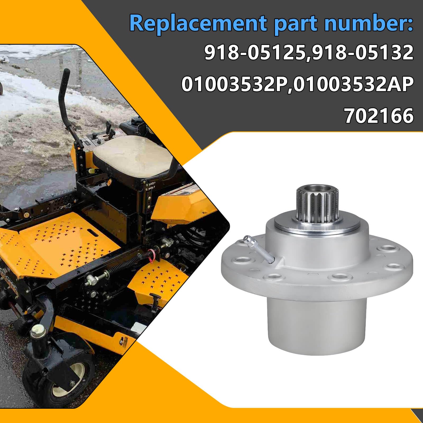 918-05125 918-05132 - Conjunto de husillo de hoja de cortacésped compatible con Cub Cadet Tank S S6031 S6032 M72 M60 M54 M48 LP LC, repuesto de husillo de cuchilla de cortacésped # 01003532P