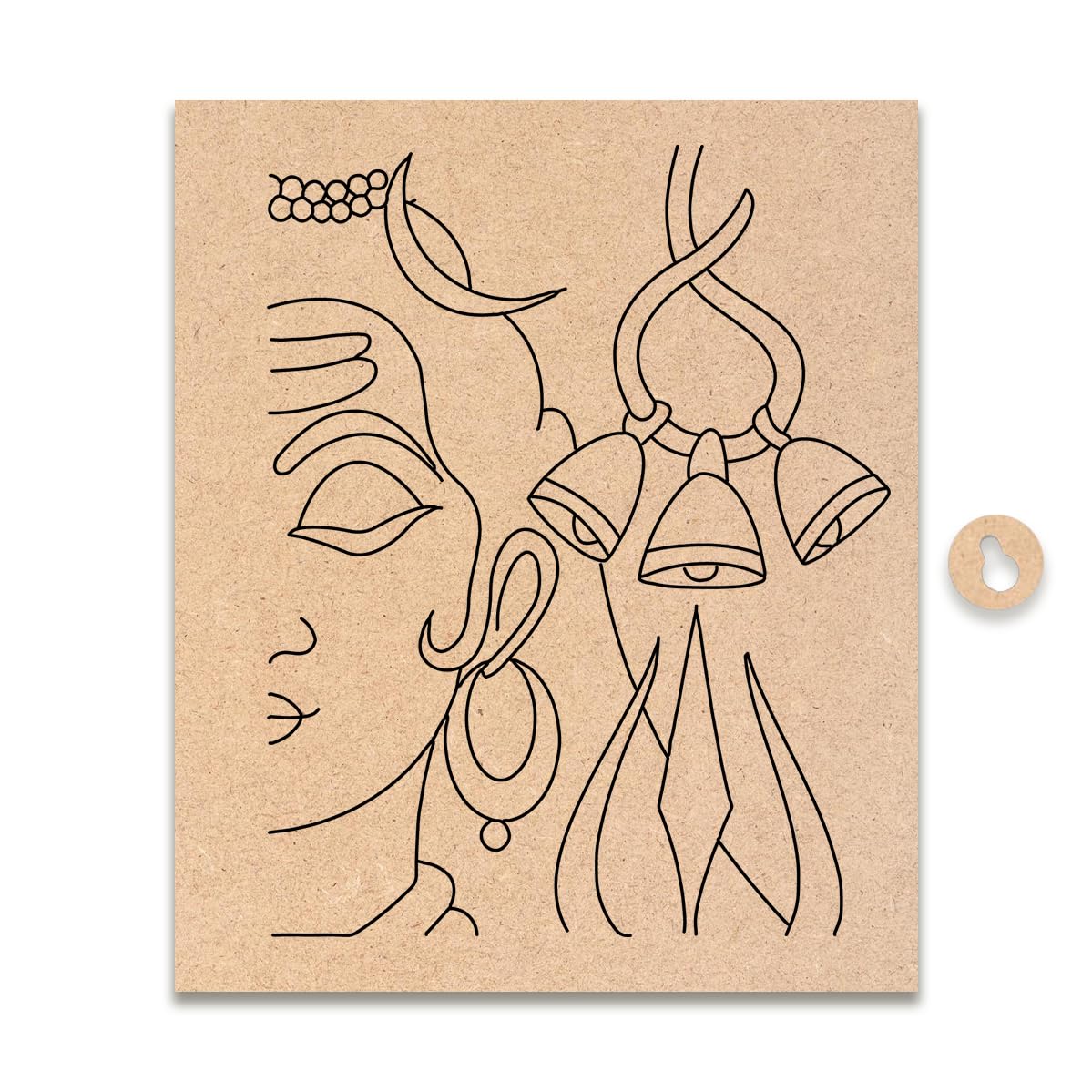 Pre-Marked MDF Board for Coloring | DIY Painting | Pre-Drawn Ready-to-Paint Art Board for Kids & Adults | Great Gifts to Kids and Home Decoration | Size - 25cm x 30cm (Mahadev Trishul Bells)-image-36