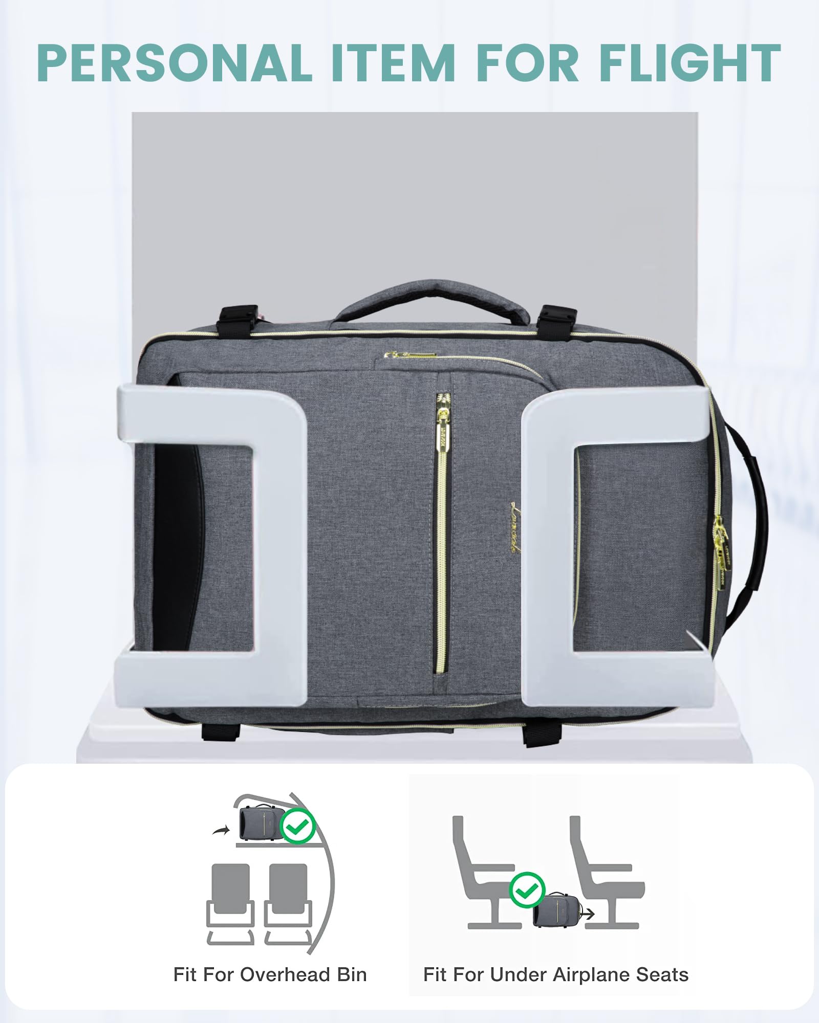 LOVEVOOK Zaino da Viaggio Aereo Bagaglio a Mano, Impermeabile Zaini Trolley Bagaglio Donna 40L Cabin Max per Ryanair Easyjet, Grande Zaino Porta PC 17 Pollici Valigia Borsa a Zainetto