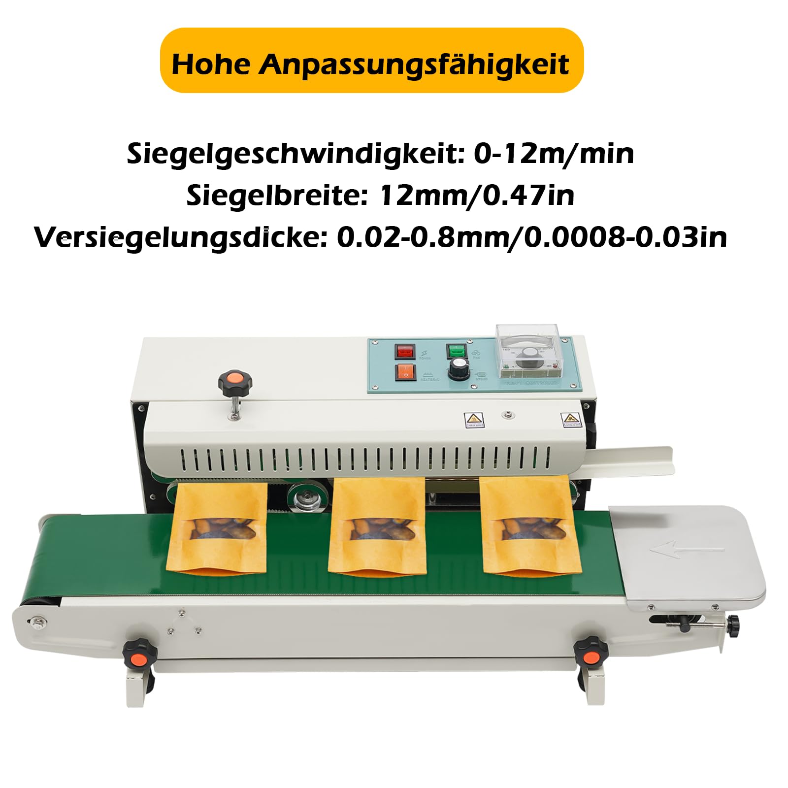 Máquina de sellado de bolsas de plástico horizontal automática Sellador continuo Máquina de sellado de láminas para bolsas de plástico Máquina de sellado de cinta (FR-900)