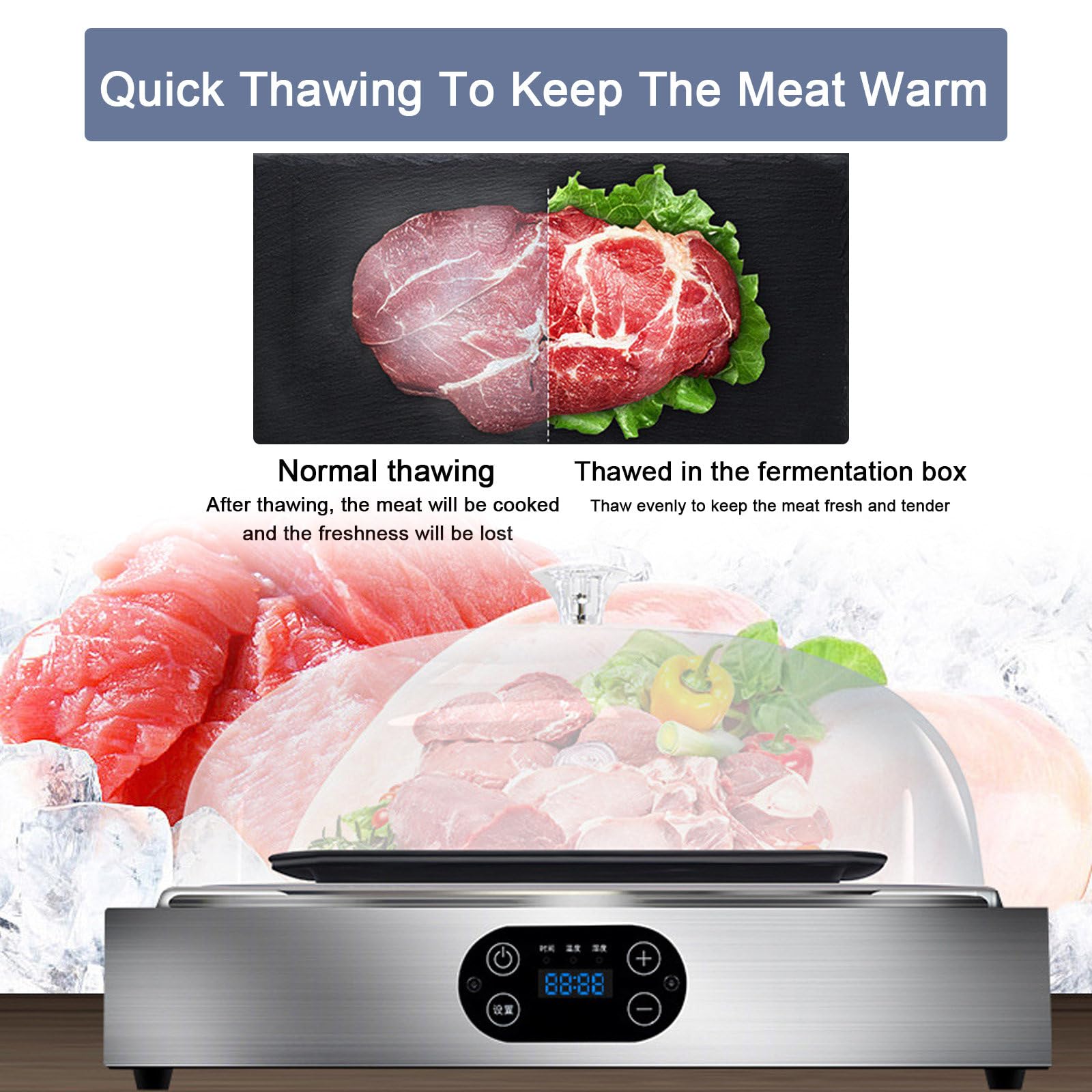 Macchina Elettrica Lievitazione Dell'impasto del Pane,Macchina Yogurt, Base Antiscivolo,Copertura Trasparente per Pc,Pannello Touch A LED,con Un Paio Guanti Termoisolanti,Singlelayer