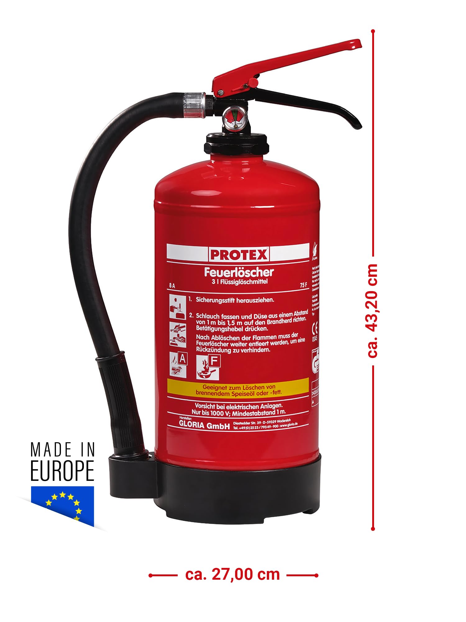 Fettbrand-Feuerlöscher 3L FDA 3 fluorfrei inkl. Halterung u. Plakette