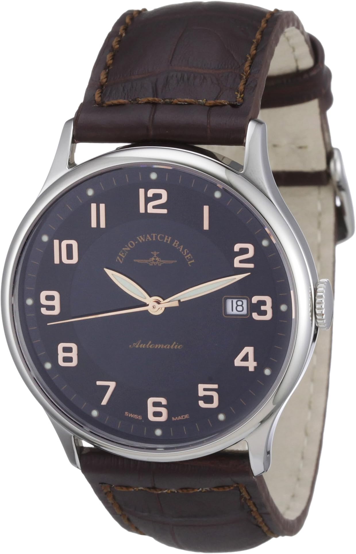 Zeno Watch Basel Men's Automatic Watch Flatline 6209-c1 with Leather Strap