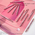 Motivational Pens,12PCS Rose Gold Office Pen Set for Touch Screen, Inspirational Quotes Black Ink Pens for Students Coworkers Colleague,1mm(12Pcs)