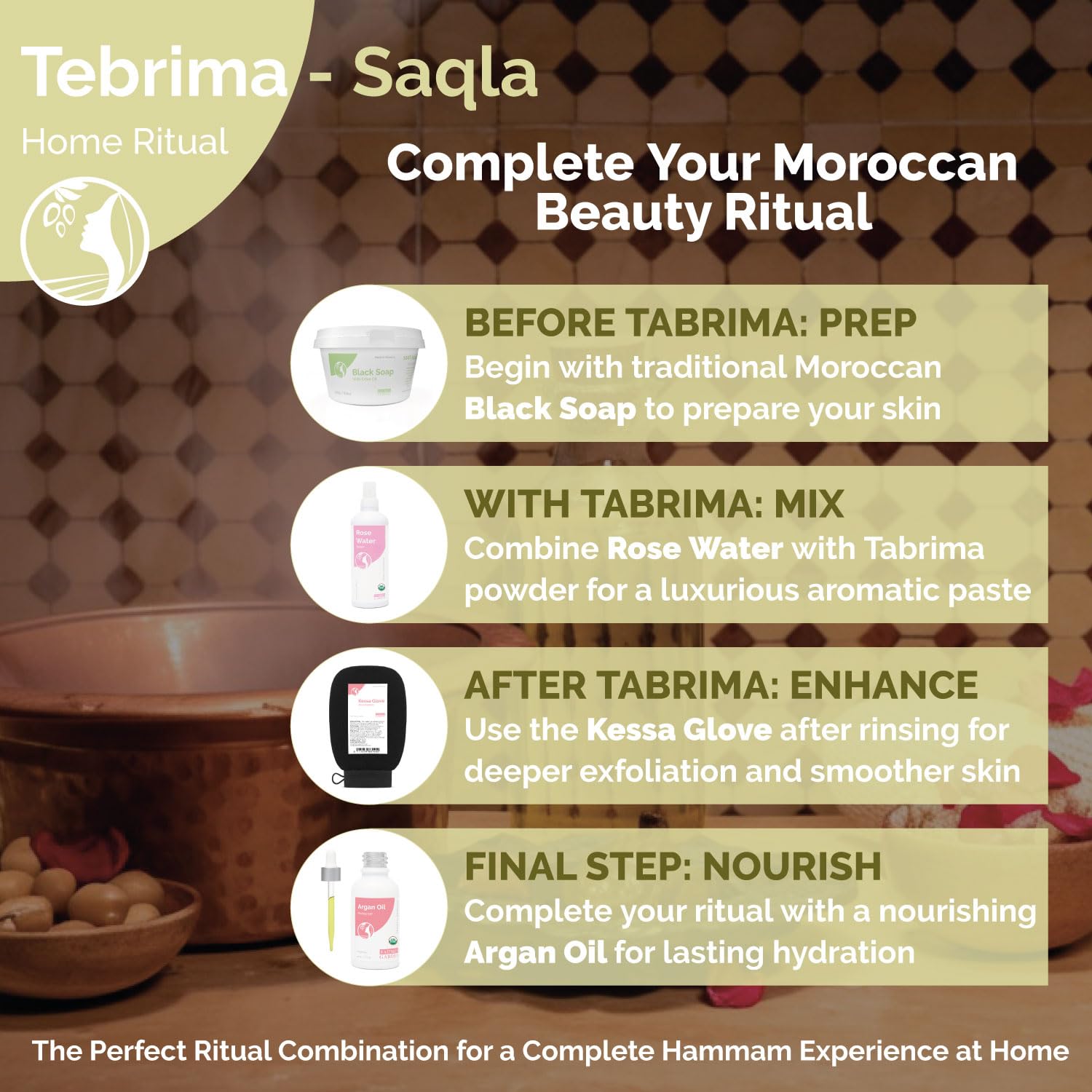 Fatima's Garden Tabrima/Seqla Esfoliante Hammam Marocchino Naturale Rituale Ancestrale 150g