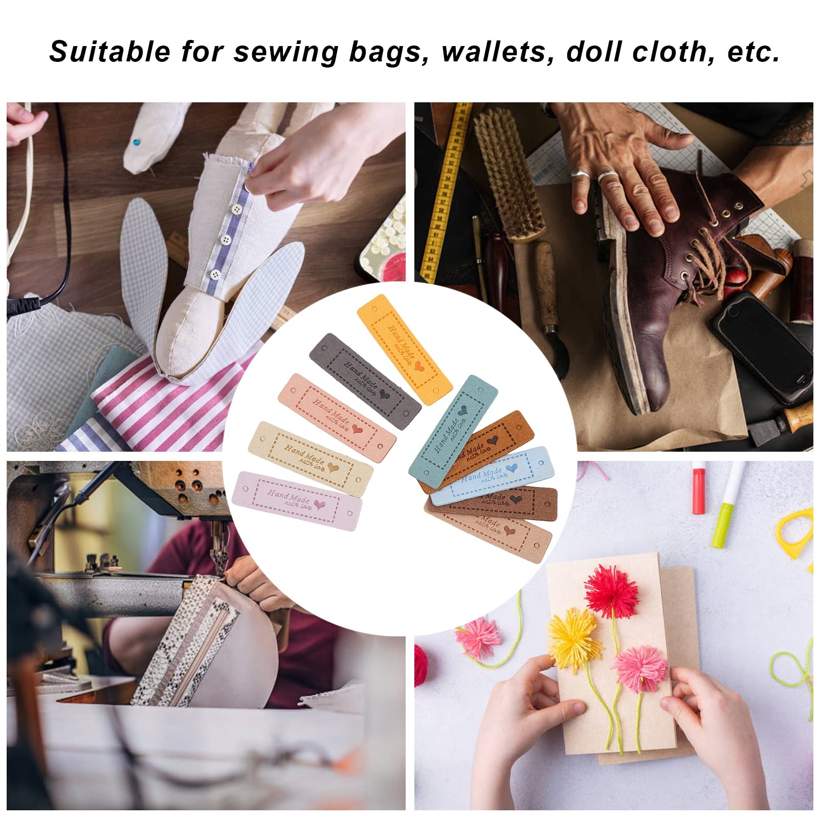 Etichette In Pelle PU Per Cucito - 70 Pezzi Con Fori, Per Uncinetto, Maglia E Progetti Handmade - Foto 13