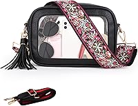 Vista 12 de Viva Terry Bolsa transparente aprobada para eventos de estadio, pequeña bolsa cruzada transparente con 2 correas ajustables para artículos