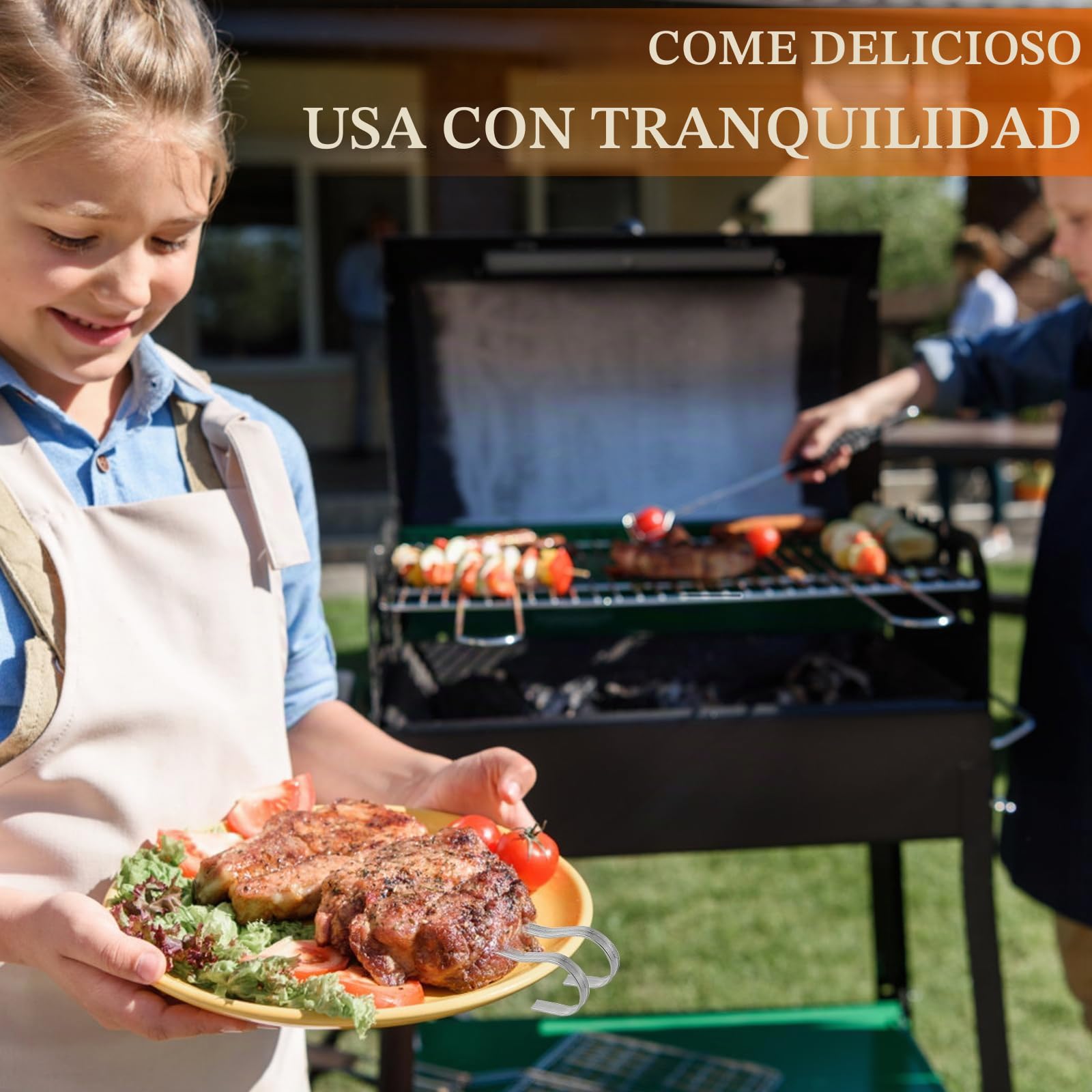 Pack De 40 Brochetas De Acero Inoxidable Para Barbacoa – 28 Cm, Reutilizables, Con Diseño En Espiral Y Punta Afilada – Incluye 3 Cepillos De Silicona