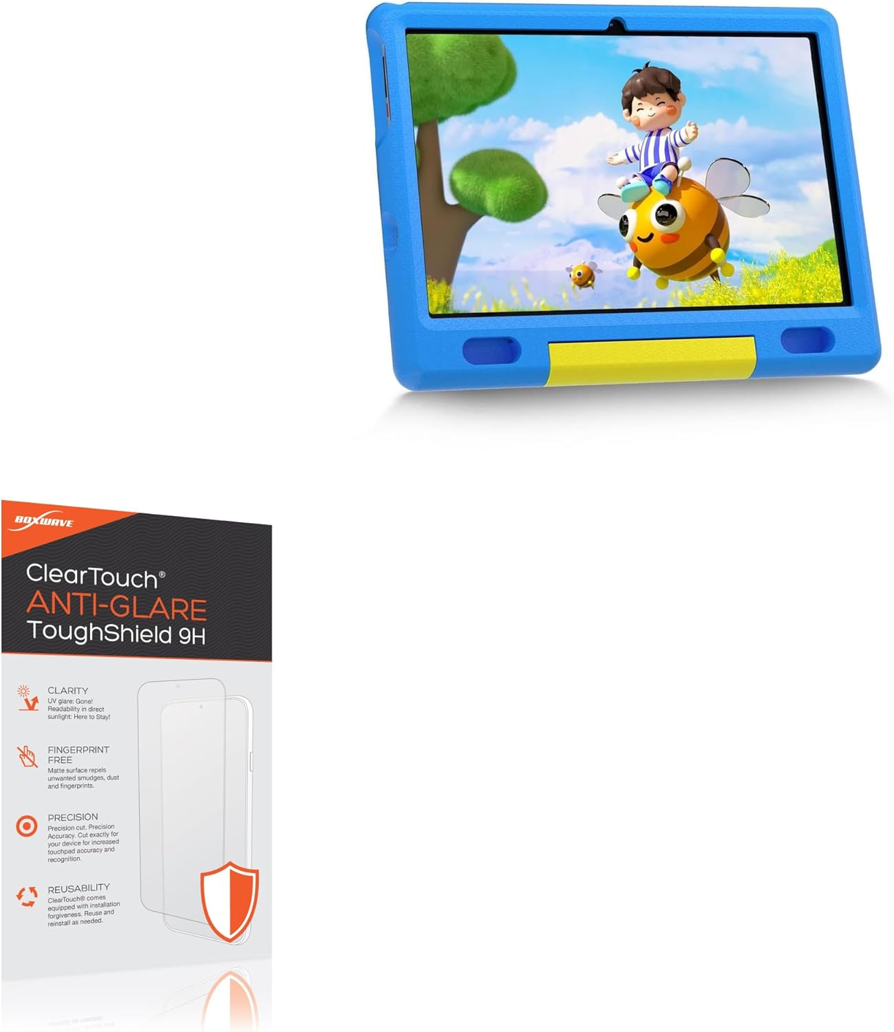 BoxWave Screen Protector Compatible with FYMLCPFY KT1007A Kids Tablet (10 in) - ClearTouch Anti-Glare ToughShield 9H (2-Pack), Anti-Glare 9H Tough Flexible Film Screen Protector