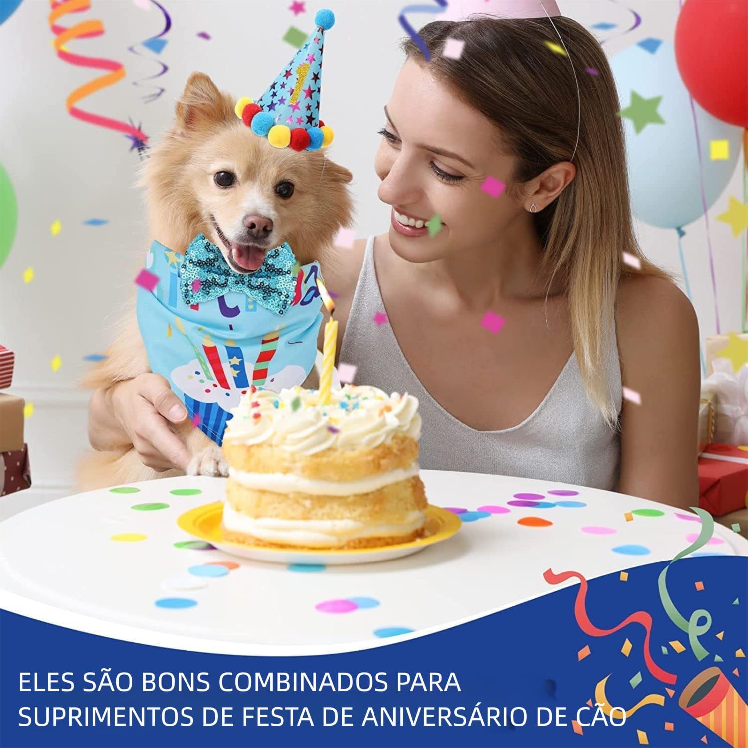 Combo de Aniversário Pet 4 itens - Decoração com Chapéu