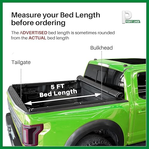 Miniatura 3 de Perfit Liner Cubierta enrollable suave para caja de camioneta compatible con Toyota Tacoma 2005-2015 con riel lateral Fleetside de 5 pies color negro
