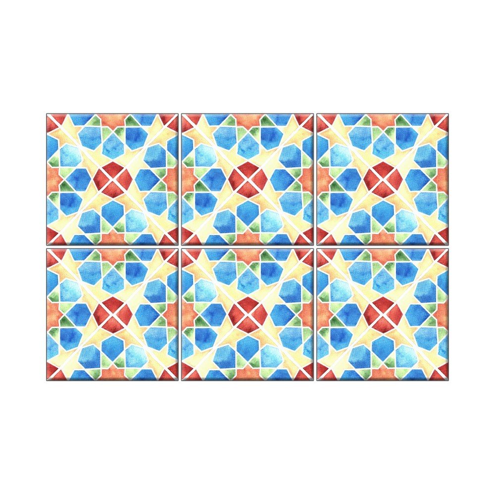 NISH! Islamic Art Tiles 004 Ceramic Tiles Semi Gloss Finish (1ft x