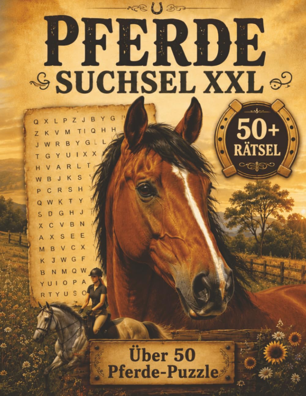 Pferde Suchsel: Großes Pferde Suchsel Buch für Kinder – Rätselspaß mit Ponys, Reiten und Pferdewissen