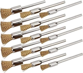 iplusmile 15pcs Metal Cleaning End Brushes Pen Shape Wire Brush Rust Paint Removal Bits Polishing Rotary Tools Accessories (Copper Pattern)