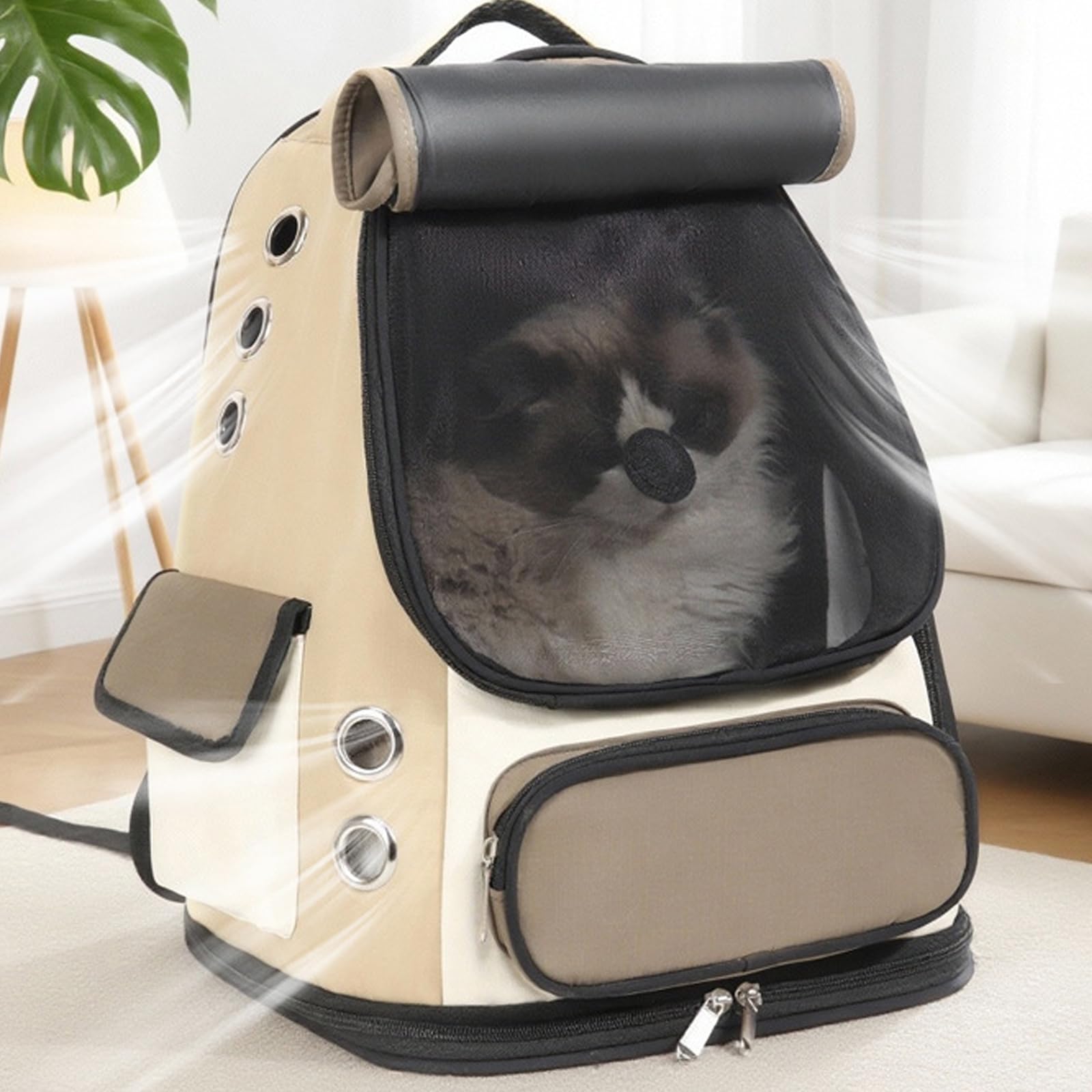 Zaino per animali domestici Borsa da trasporto multifunzione per gatti con doppie Maniglia superiore Tracolla regolabile per cani gatti Zaino spazioso