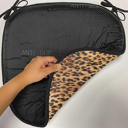 Miniatura 4 de Lunarable Cojín para silla con estampado animal, diseño de piel de leopardo y animales salvajes, inspirado en la naturaleza, moderno, acolchado de